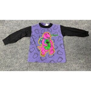 Kids 1992 Barney T-shirt Toddler 3 T Boys Purple All Over Print Vintage Rare